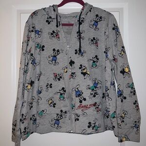 Disney Gray Hoodie with Mickey Mouse Accents
